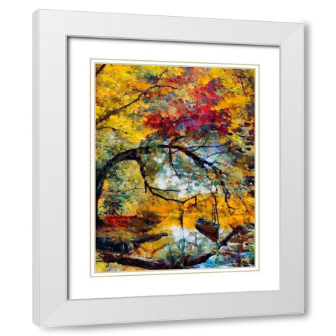 Autumn Lake with Boat White Modern Wood Framed Art Print with Double Matting by Medeiros, Celito