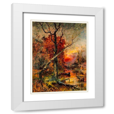 Deep Autumn Sunset II White Modern Wood Framed Art Print with Double Matting by Medeiros, Celito