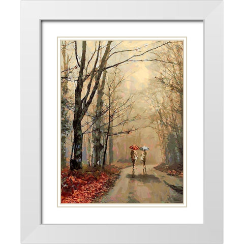 Romantic Date White Modern Wood Framed Art Print with Double Matting by Medeiros, Celito