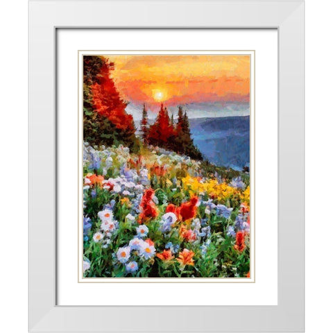 Blooming Meadow White Modern Wood Framed Art Print with Double Matting by Medeiros, Celito