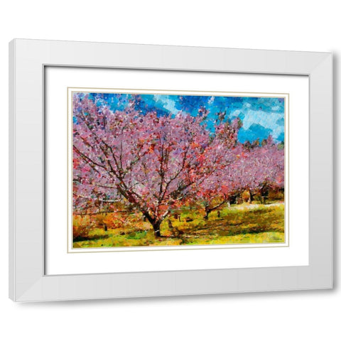 Pink Flowering Tree III White Modern Wood Framed Art Print with Double Matting by Medeiros, Celito