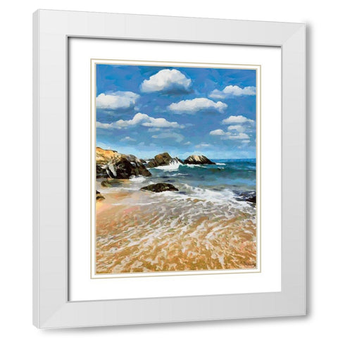 Rocky Beach White Modern Wood Framed Art Print with Double Matting by Medeiros, Celito