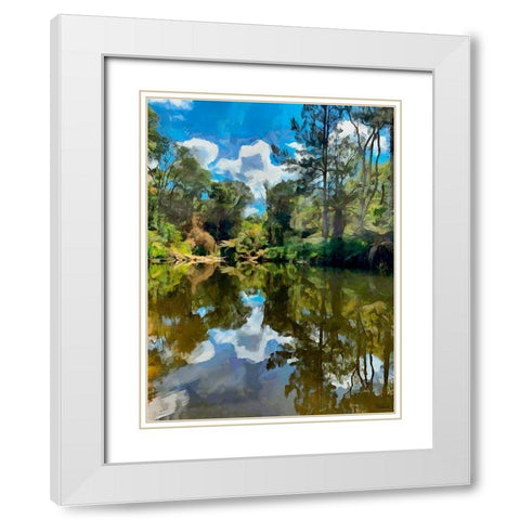 Tropical Pond White Modern Wood Framed Art Print with Double Matting by Medeiros, Celito