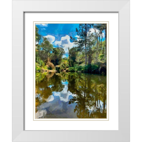 Tropical Pond White Modern Wood Framed Art Print with Double Matting by Medeiros, Celito