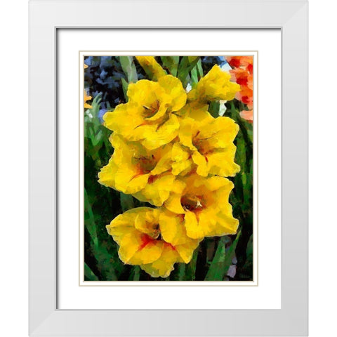 Yellow Hyacint White Modern Wood Framed Art Print with Double Matting by Medeiros, Celito
