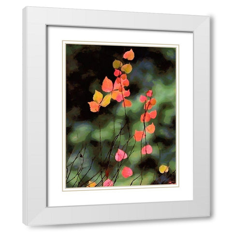 Red Leavers on Dark Background White Modern Wood Framed Art Print with Double Matting by Medeiros, Celito