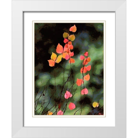 Red Leavers on Dark Background White Modern Wood Framed Art Print with Double Matting by Medeiros, Celito