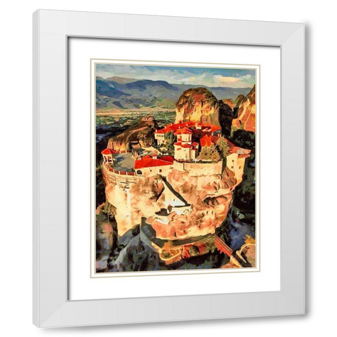 Temple in Greece White Modern Wood Framed Art Print with Double Matting by Medeiros, Celito