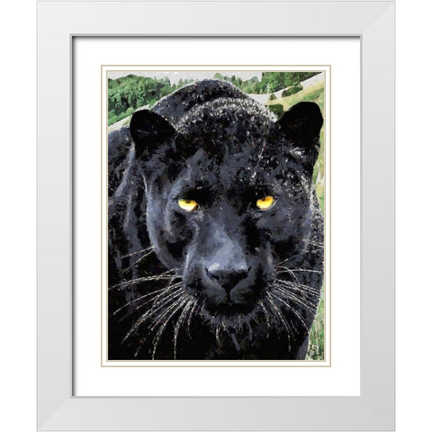 Black Panther II White Modern Wood Framed Art Print with Double Matting by Medeiros, Celito