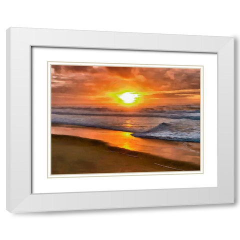 Sunset above the Sea White Modern Wood Framed Art Print with Double Matting by Medeiros, Celito