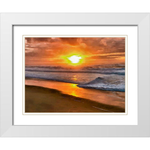 Sunset above the Sea White Modern Wood Framed Art Print with Double Matting by Medeiros, Celito