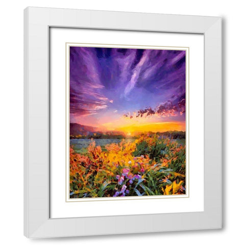 Purple Sky at Sunset White Modern Wood Framed Art Print with Double Matting by Medeiros, Celito