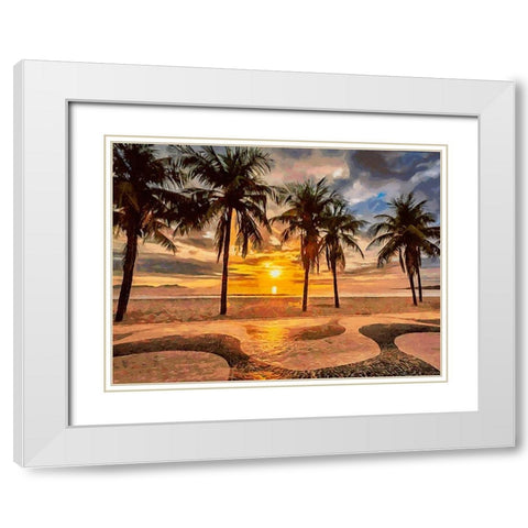 Beach in Rio II White Modern Wood Framed Art Print with Double Matting by Medeiros, Celito