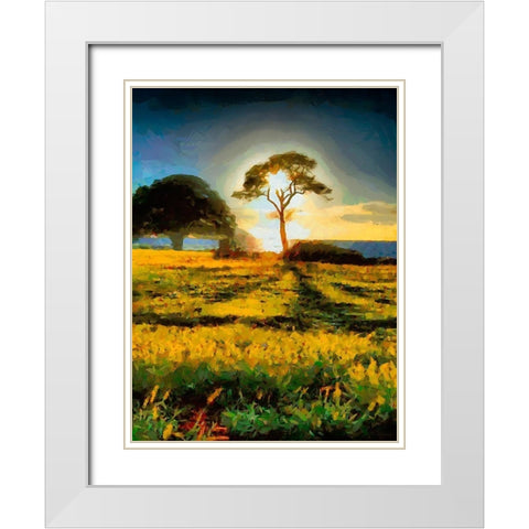 Tree in the Sunset White Modern Wood Framed Art Print with Double Matting by Medeiros, Celito