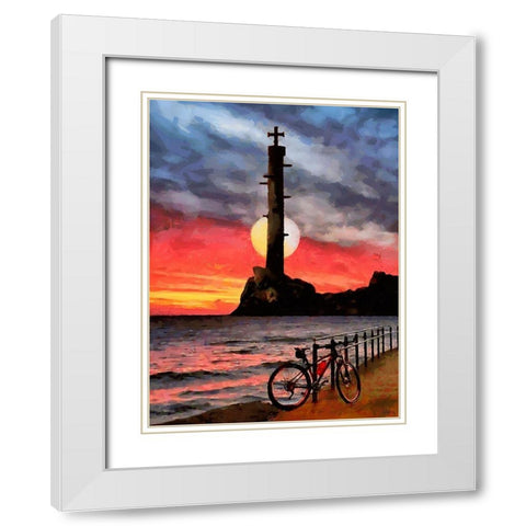 Old Lighthouse with a Cross I White Modern Wood Framed Art Print with Double Matting by Medeiros, Celito