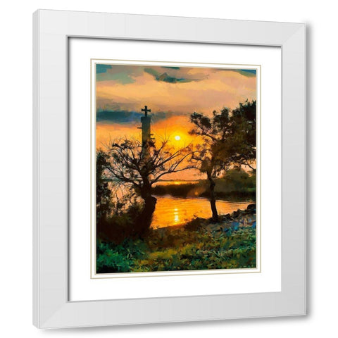 Old Lighthouse with a Cross III White Modern Wood Framed Art Print with Double Matting by Medeiros, Celito