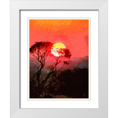 Sunset behind the Tree I White Modern Wood Framed Art Print with Double Matting by Medeiros, Celito