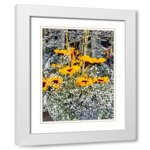 Yellow and White Flowers White Modern Wood Framed Art Print with Double Matting by Medeiros, Celito