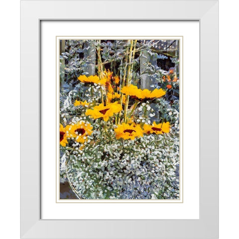 Yellow and White Flowers White Modern Wood Framed Art Print with Double Matting by Medeiros, Celito