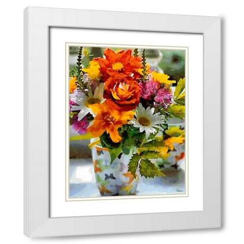 Bouquet of Flowers White Modern Wood Framed Art Print with Double Matting by Medeiros, Celito