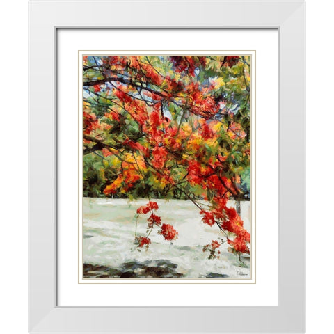 Flowering Tree on the Beach White Modern Wood Framed Art Print with Double Matting by Medeiros, Celito