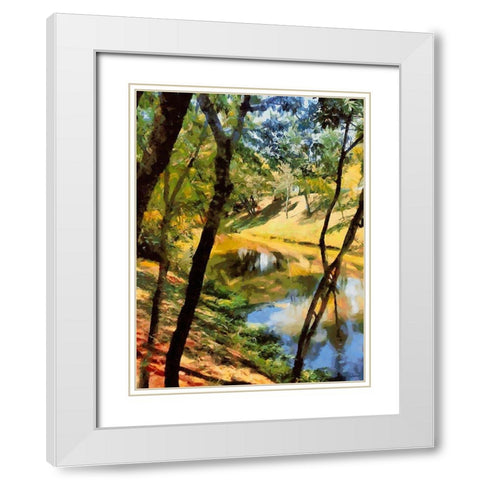 Slowly River White Modern Wood Framed Art Print with Double Matting by Medeiros, Celito
