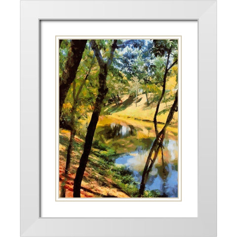 Slowly River White Modern Wood Framed Art Print with Double Matting by Medeiros, Celito