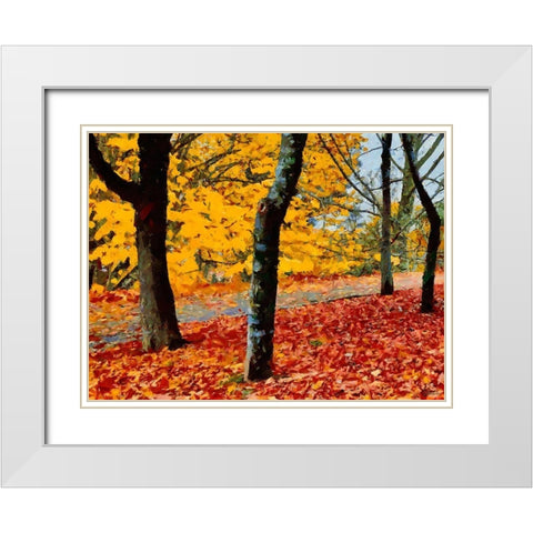 Autumn has Come White Modern Wood Framed Art Print with Double Matting by Medeiros, Celito