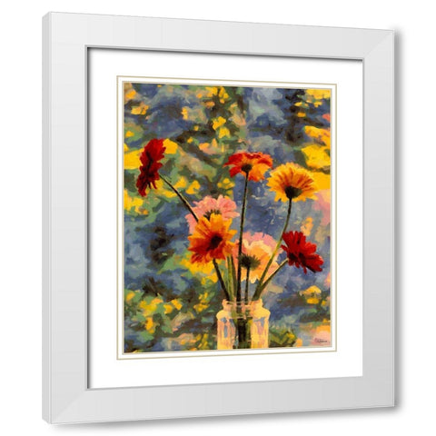 Flower in the Vase White Modern Wood Framed Art Print with Double Matting by Medeiros, Celito