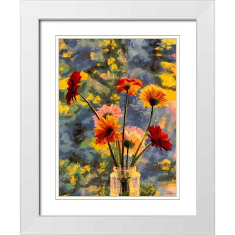 Flower in the Vase White Modern Wood Framed Art Print with Double Matting by Medeiros, Celito