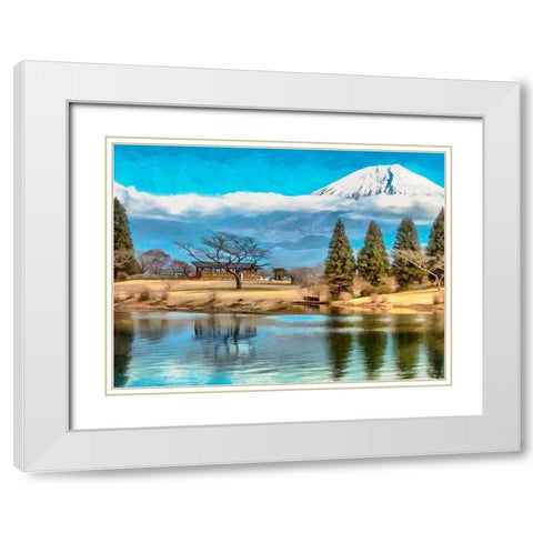 Volcano over the Lake II White Modern Wood Framed Art Print with Double Matting by Medeiros, Celito