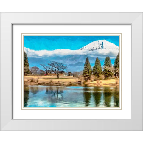 Volcano over the Lake II White Modern Wood Framed Art Print with Double Matting by Medeiros, Celito
