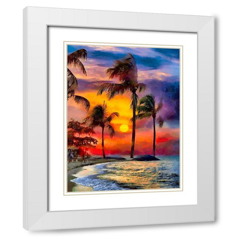 Sunset above the Palm Beach White Modern Wood Framed Art Print with Double Matting by Medeiros, Celito