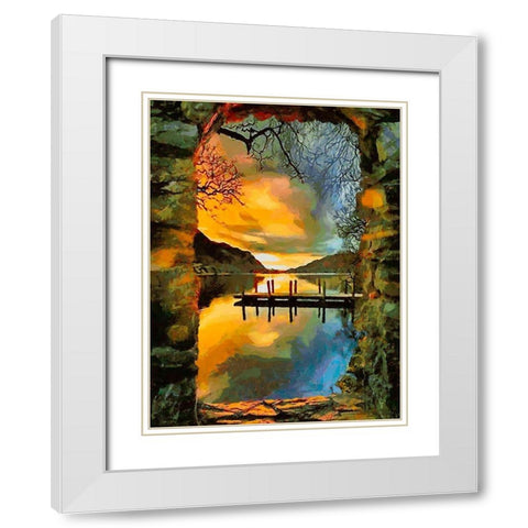 Lake view White Modern Wood Framed Art Print with Double Matting by Medeiros, Celito