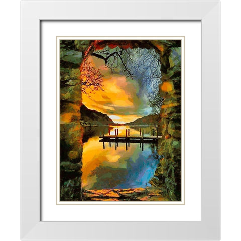 Lake view White Modern Wood Framed Art Print with Double Matting by Medeiros, Celito
