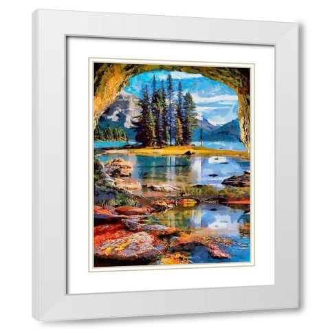 Tree Island in National Park White Modern Wood Framed Art Print with Double Matting by Medeiros, Celito