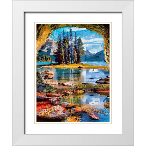 Tree Island in National Park White Modern Wood Framed Art Print with Double Matting by Medeiros, Celito