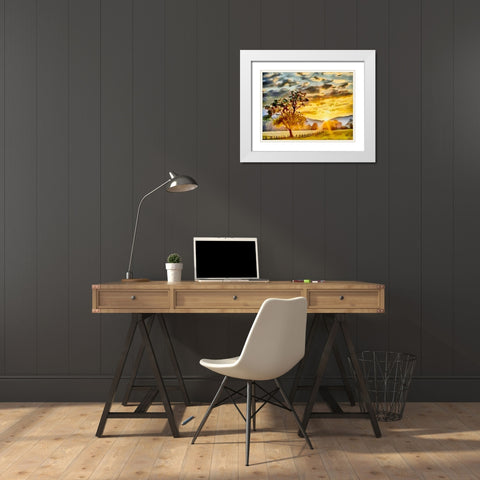 Sunset above the Road White Modern Wood Framed Art Print with Double Matting by Medeiros, Celito