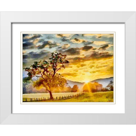 Sunset above the Road White Modern Wood Framed Art Print with Double Matting by Medeiros, Celito