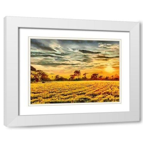 Sunset above the Road II White Modern Wood Framed Art Print with Double Matting by Medeiros, Celito