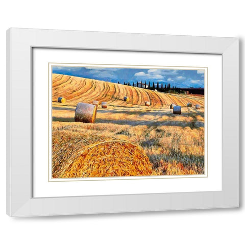 Sunset above the Field White Modern Wood Framed Art Print with Double Matting by Medeiros, Celito