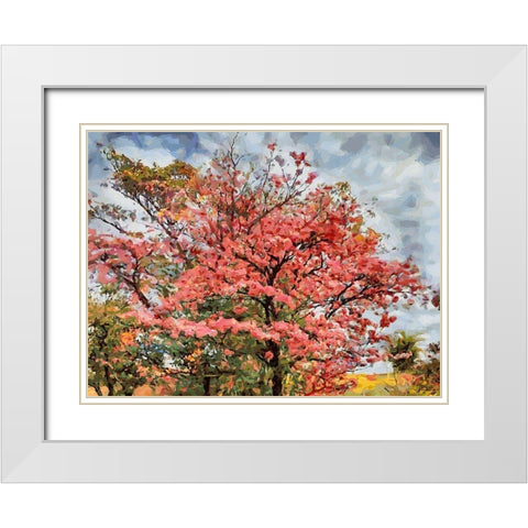 A Tree by the Road White Modern Wood Framed Art Print with Double Matting by Medeiros, Celito
