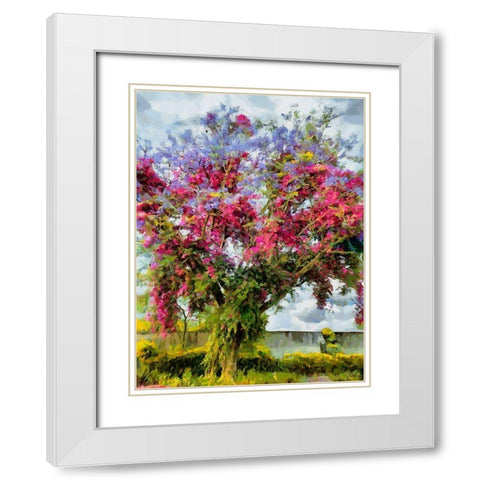 Purple Flowering Tree White Modern Wood Framed Art Print with Double Matting by Medeiros, Celito