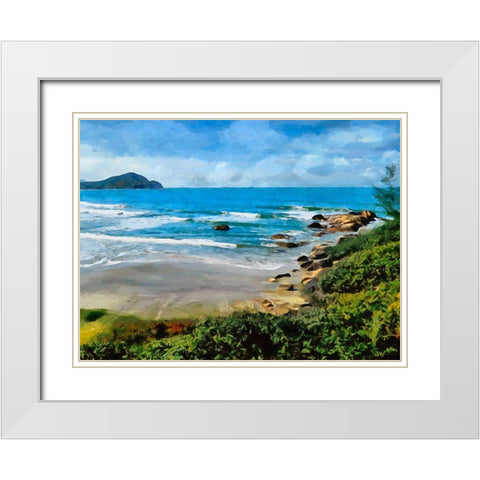 Rocks on the Tropical Beach White Modern Wood Framed Art Print with Double Matting by Medeiros, Celito