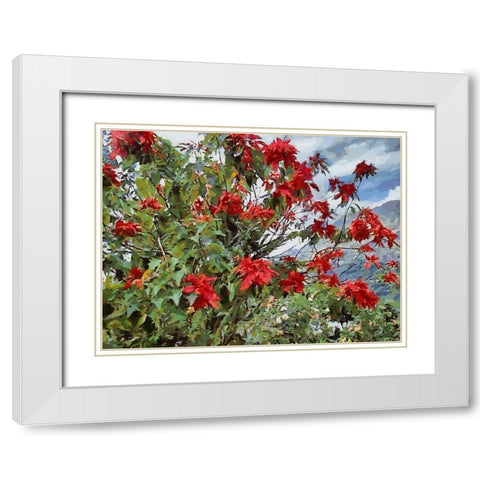 Red Bush White Modern Wood Framed Art Print with Double Matting by Medeiros, Celito