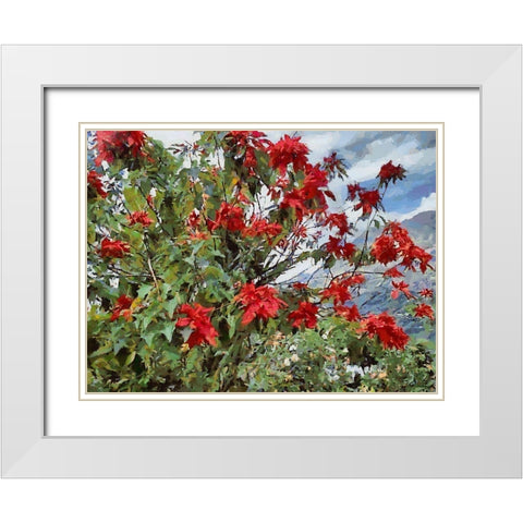 Red Bush White Modern Wood Framed Art Print with Double Matting by Medeiros, Celito