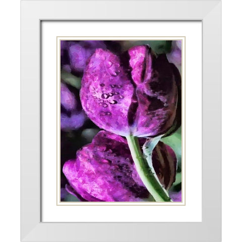 Purple Tulips White Modern Wood Framed Art Print with Double Matting by Medeiros, Celito