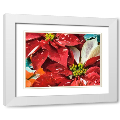 Red Flowers I White Modern Wood Framed Art Print with Double Matting by Medeiros, Celito