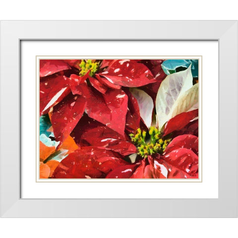 Red Flowers I White Modern Wood Framed Art Print with Double Matting by Medeiros, Celito