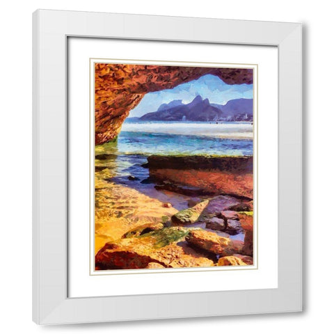 Rocks in the Sea White Modern Wood Framed Art Print with Double Matting by Medeiros, Celito